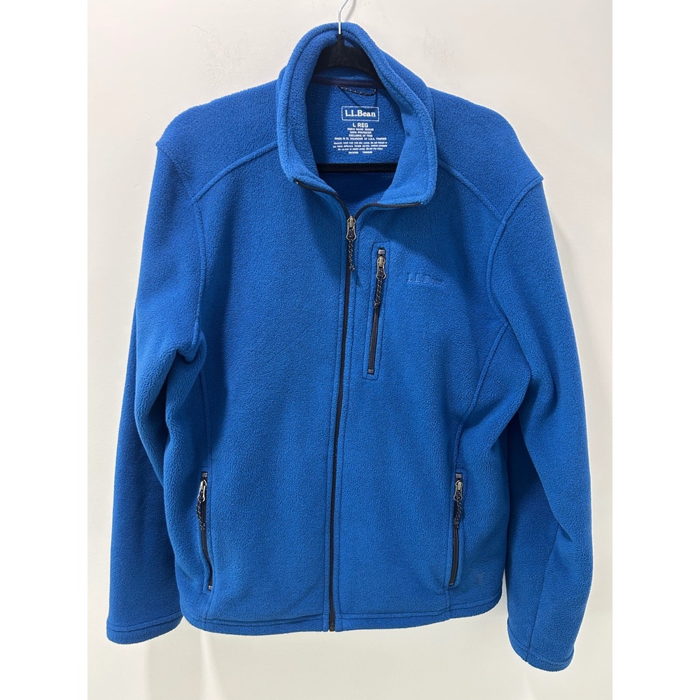 LL Bean Mens Polartec Fleece Jacket Blue Full Zip 284630 Large Regular